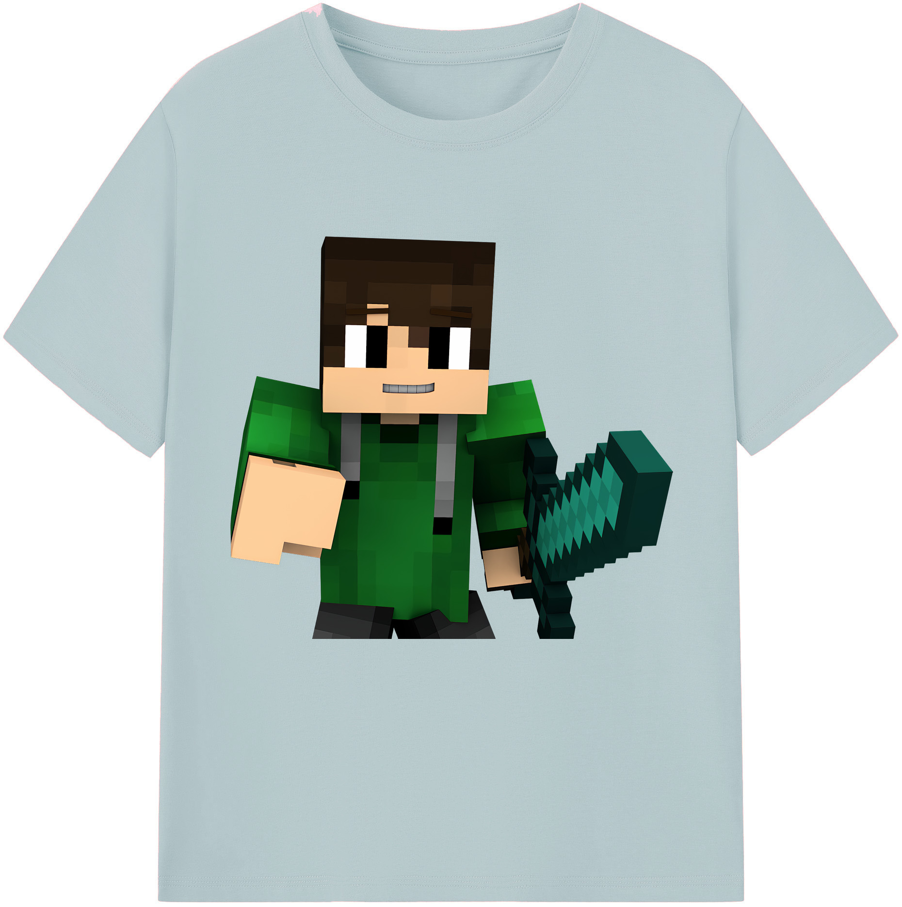 （画像用） マインクラフト ブロックの世界 Minecraft MC Block world 綿100％半袖Tシャツ（フロントプリント）